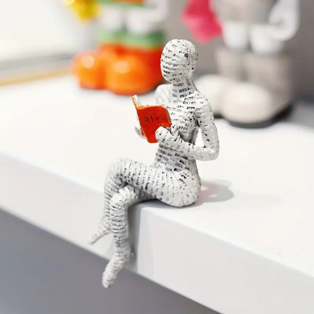 Figur lesende Frau Kunstharz