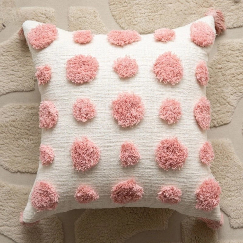 Kissenbezug Chenille Blüten und Kirschen mit Quasten 45x45 cm
