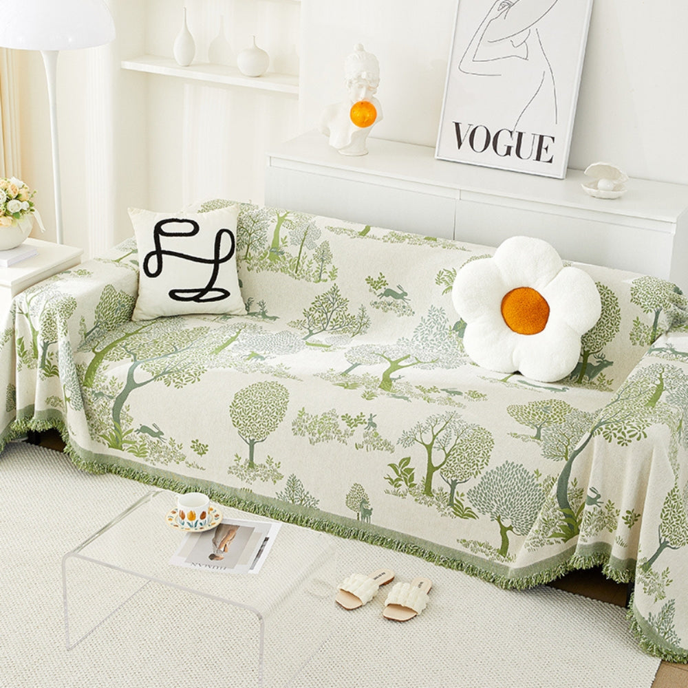 Chenille-Sofawurf mit Waldmuster