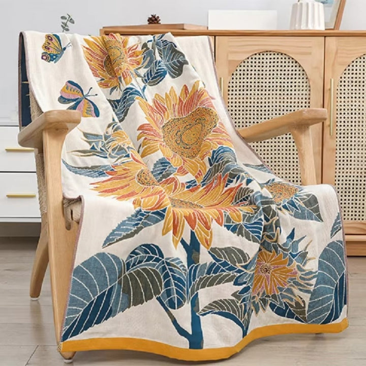 Badetuch Baumwolle Sonnenblumenmotiv