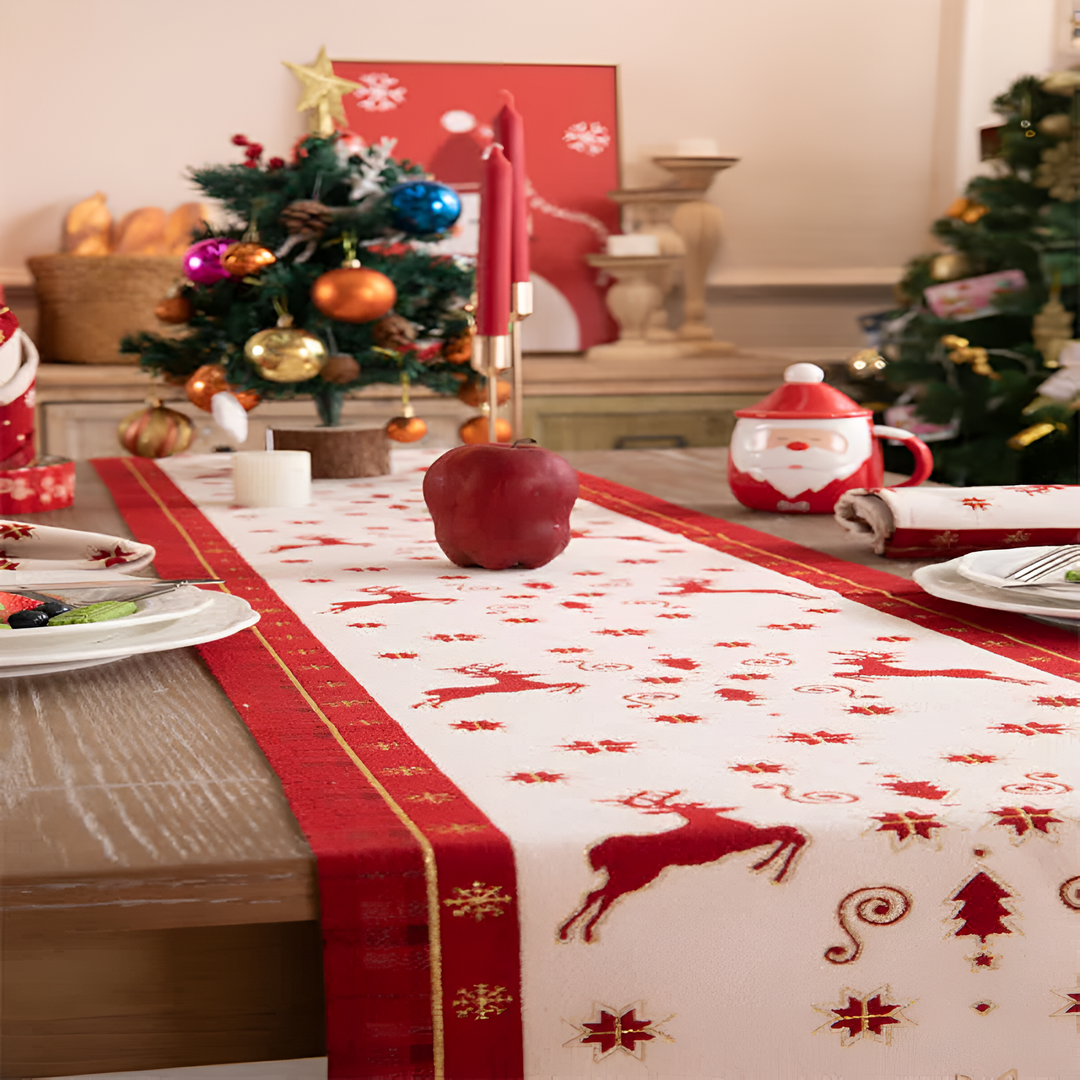 Weihnachtlicher Tischläufer mit Quasten
