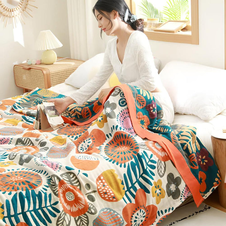 Baumwolldecke mit floralem Boho-Muster