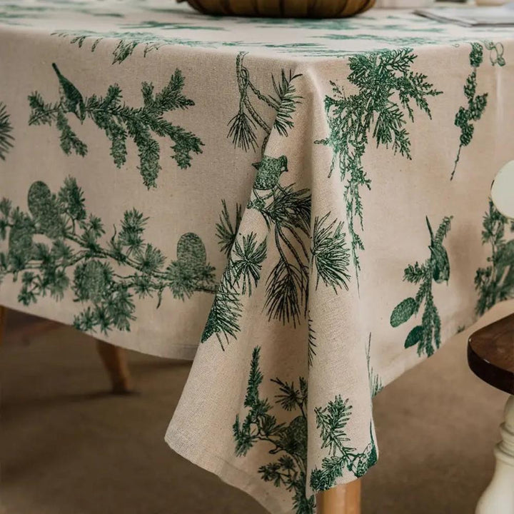 Tischdecke Baumwolle-Leinen Kiefern- und Vogelmotiv