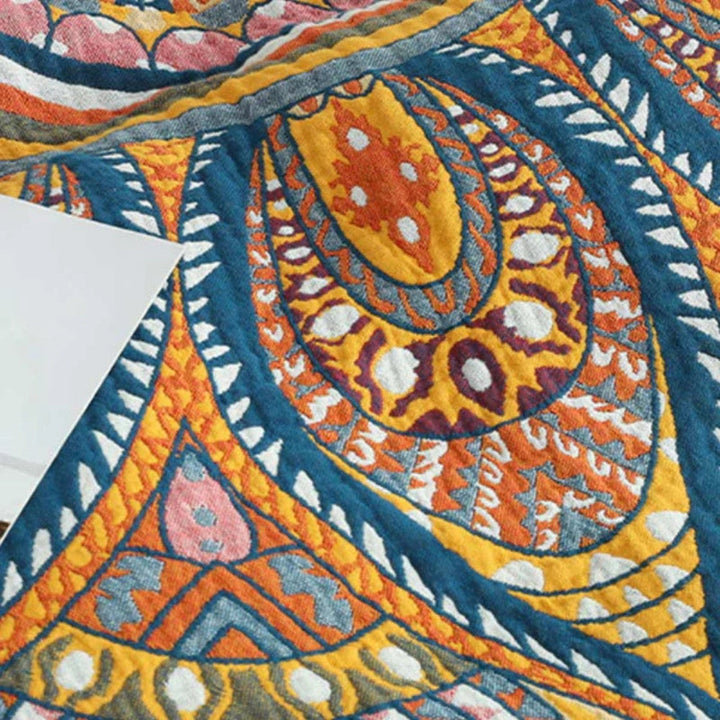 Wendbare Baumwoll-Decke mit Lotusmuster 200 x 230 cm