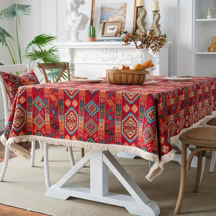 Nappe jacquard tissée bohème
