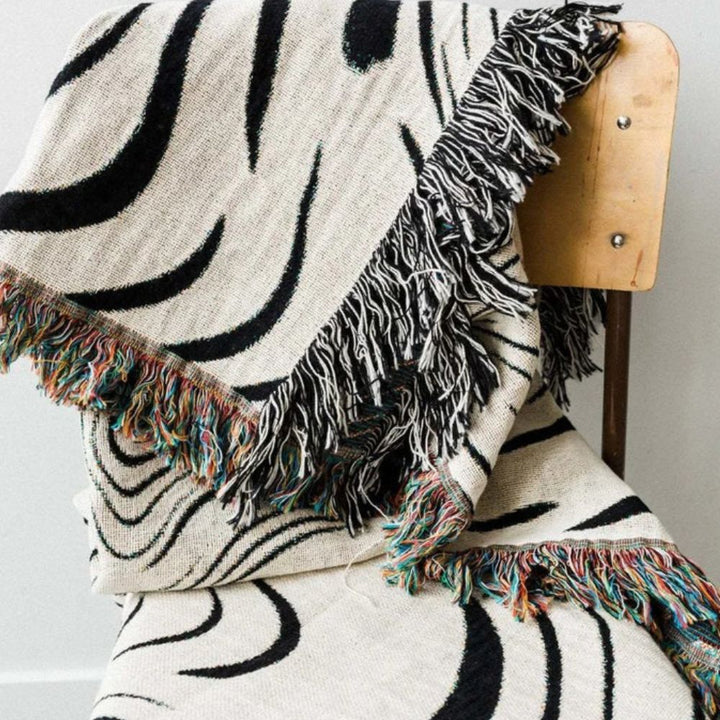 Plaid en coton tissé à motif marbré