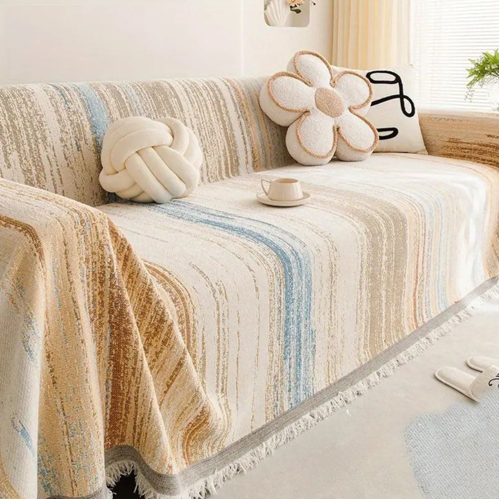 Sofaüberwurf Chenille Farbverlaufstreifen