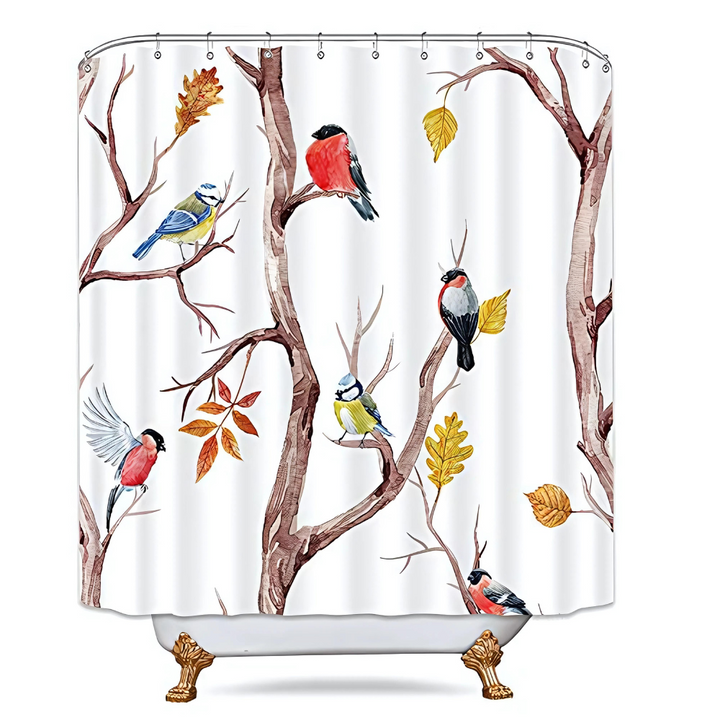 Duschvorhang Vogel- und Zweigmotiv