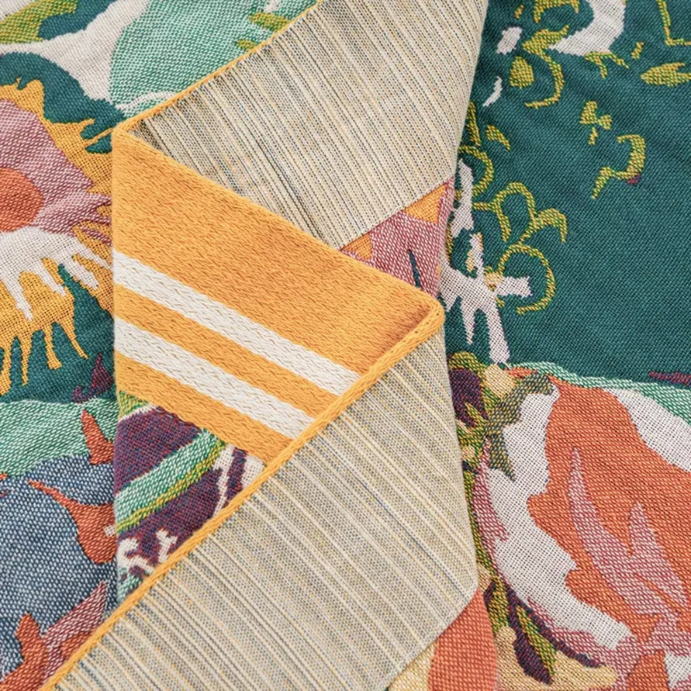 Tagesdecke aus Baumwolle mit floralem Jacquard und breitem Rand