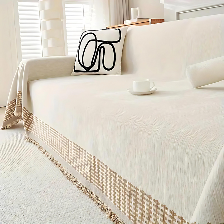 Rustikale Jacquard-Chenille-Sofadecke mit Quasten