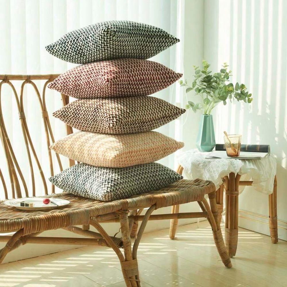 Housse de coussin à chevrons