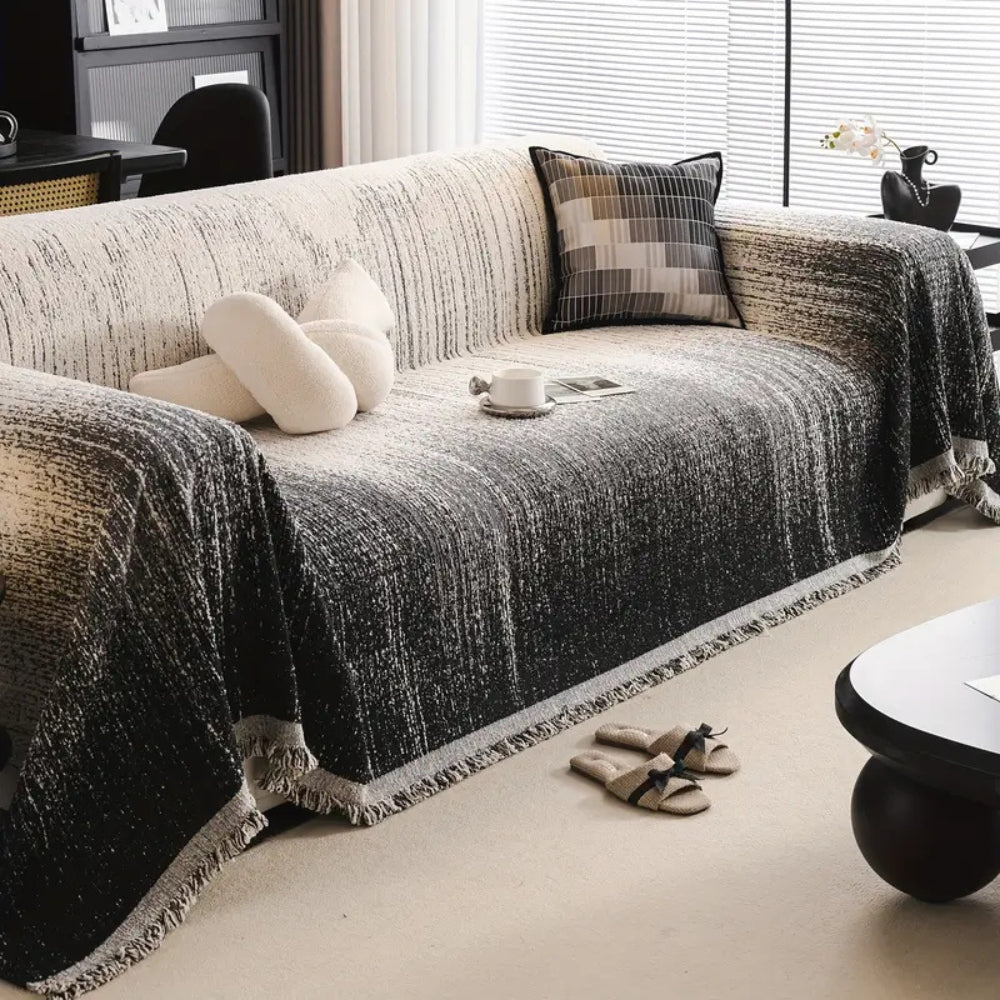 Sofaüberwurf Chenille uni Naturton
