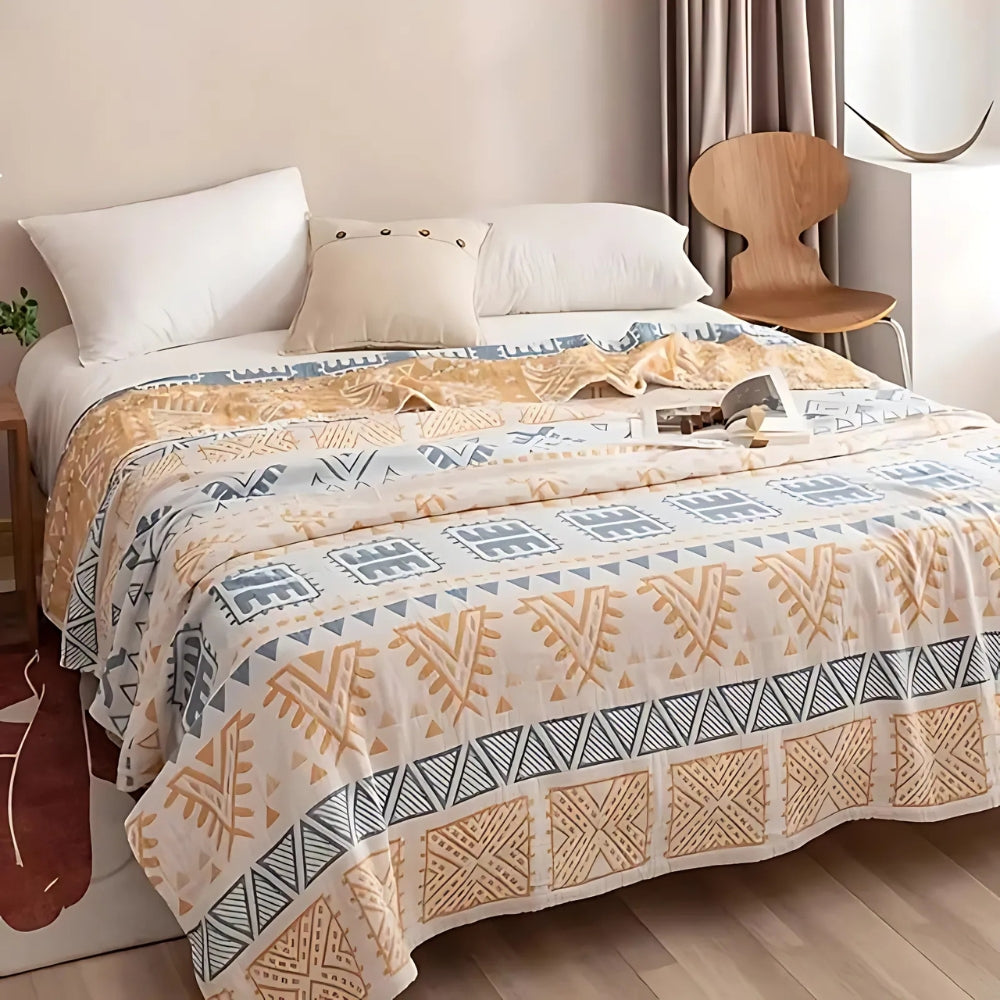 Jacquard-Baumwolldecke mit Aztekenmuster