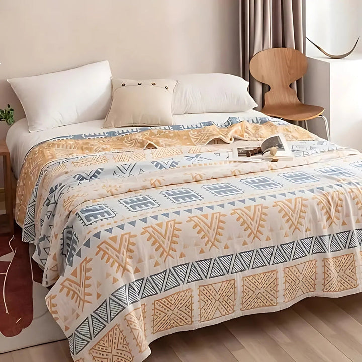 Jacquard-Baumwolldecke mit Aztekenmuster