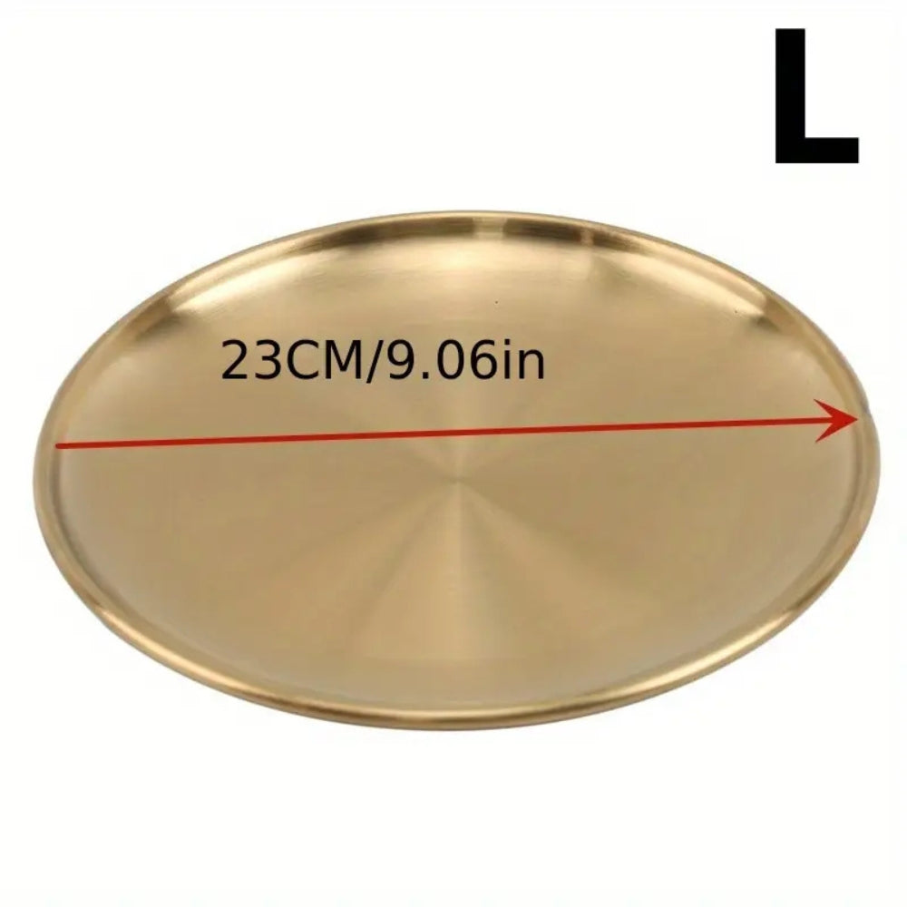Servierteller aus Edelstahl, goldfarben