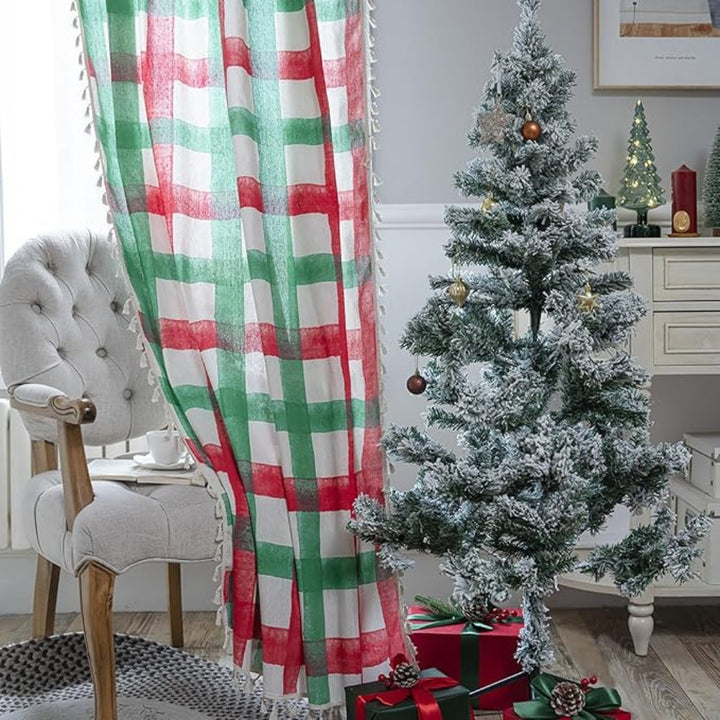Weihnachtsvorhang mit Karomuster, halbverdunkelnd
