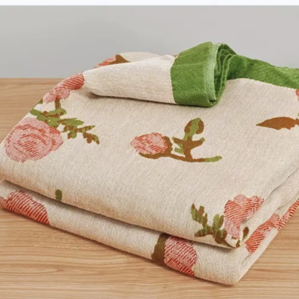Sommerdecke Bambusfaser Rosenmotiv 150x200 cm