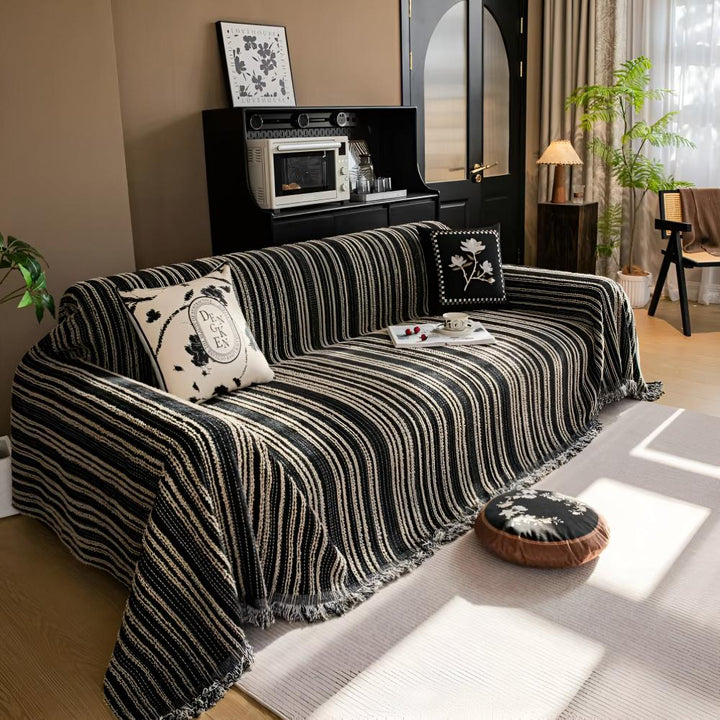 Sofaüberwurf Chenille Nadelstreifen