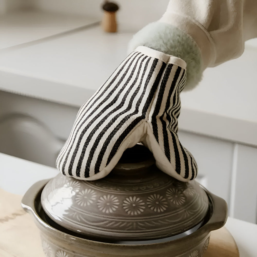Gestreifte Ofenhandschuhe, hitzebeständig
