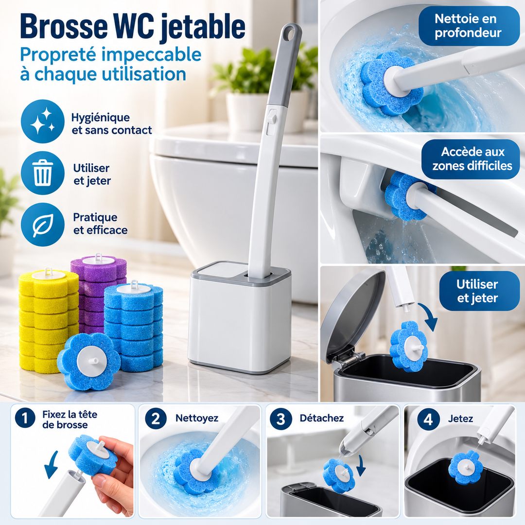 Brosse WC jetable avec recharges éponge