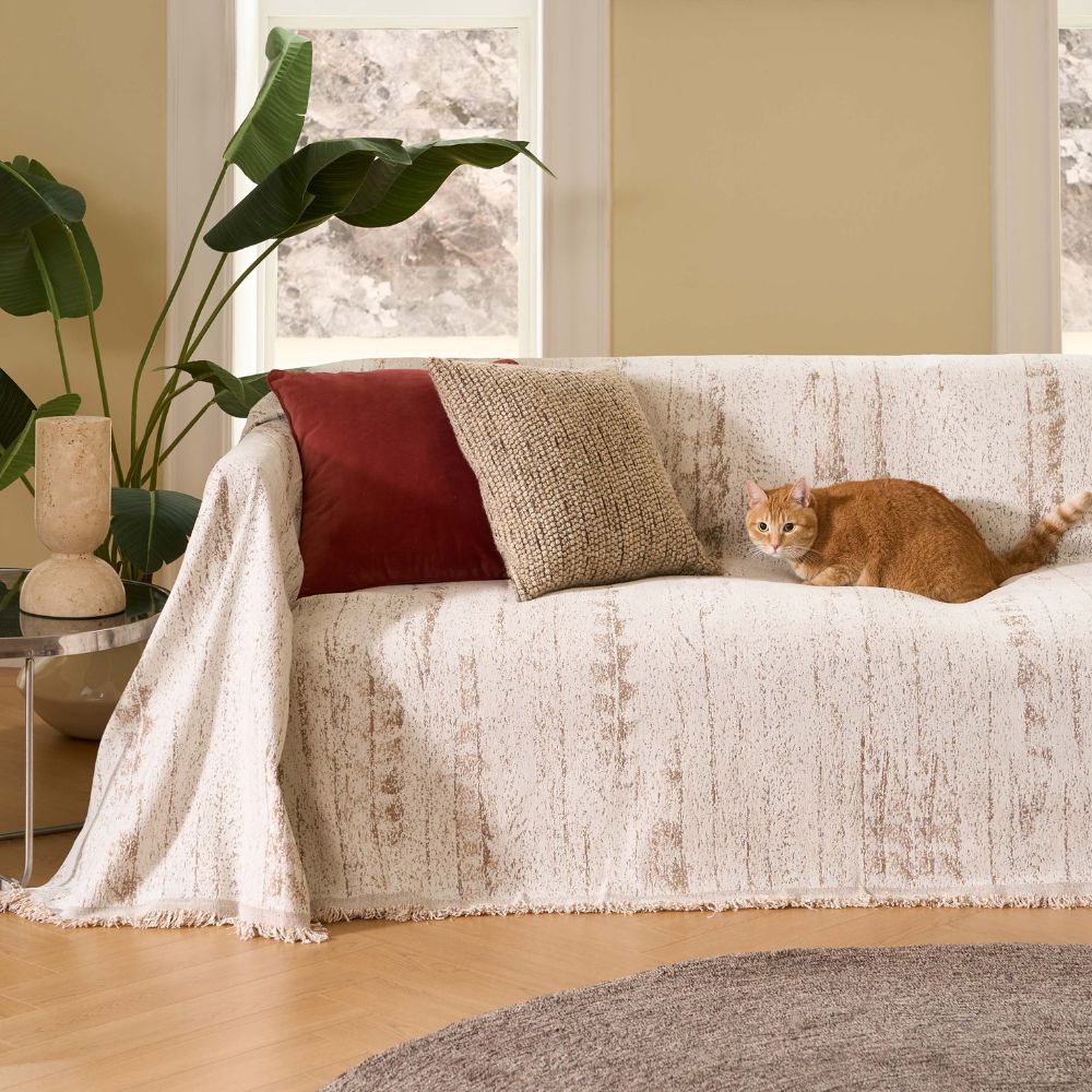 Sofaüberwurf Chenille Wappenmuster
