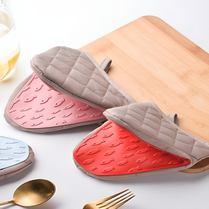 Ofenhandschuhe aus Silikon mit Baumwollfutter