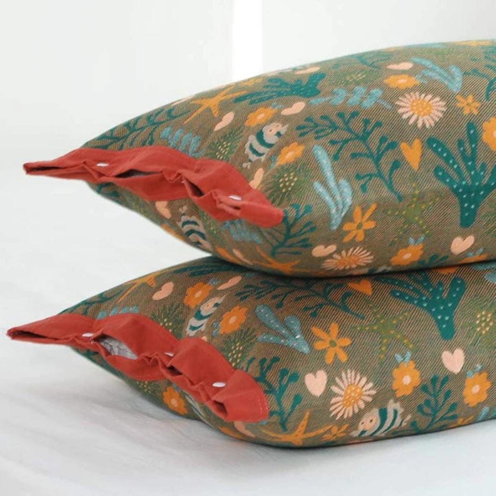 Kissenbezüge aus Baumwolle mit Blumenmuster 52 x 80 cm