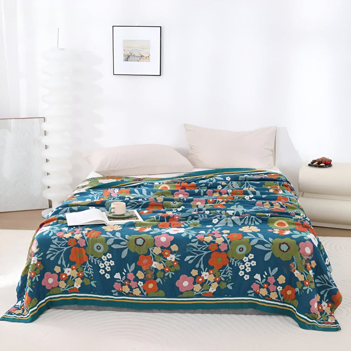 Leichte Baumwolldecke mit Wildblumen