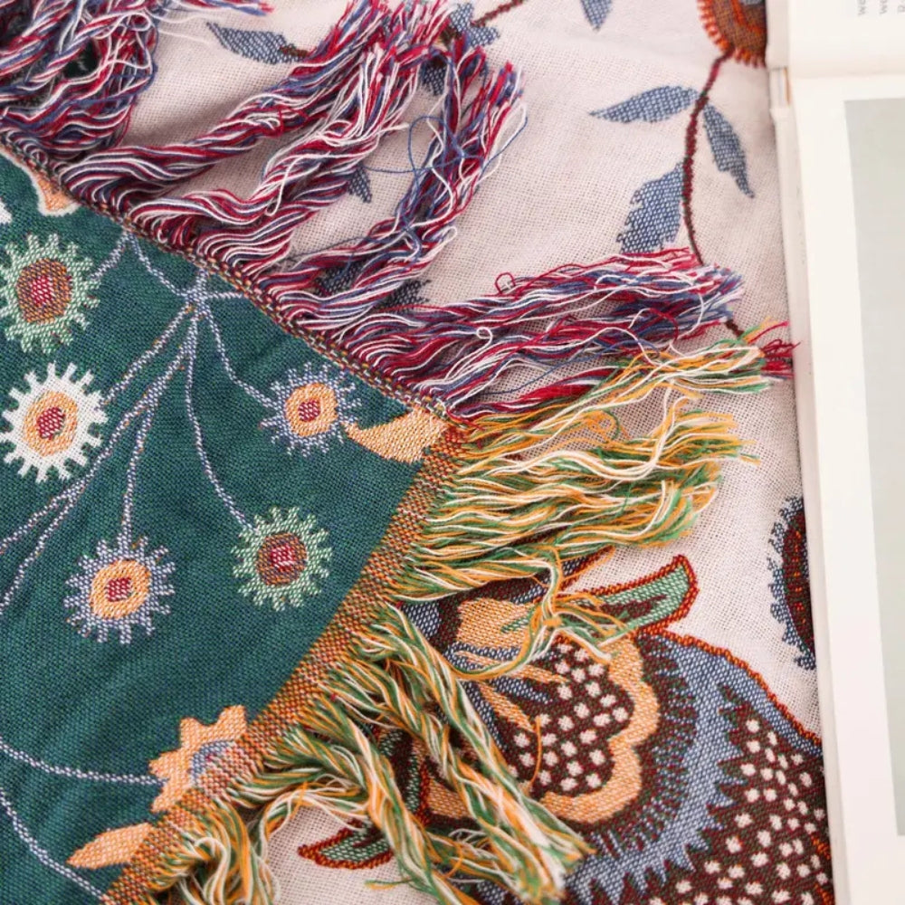 Wendbare Baumwoll-Tagesdecke mit Vintage-Blumenmuster