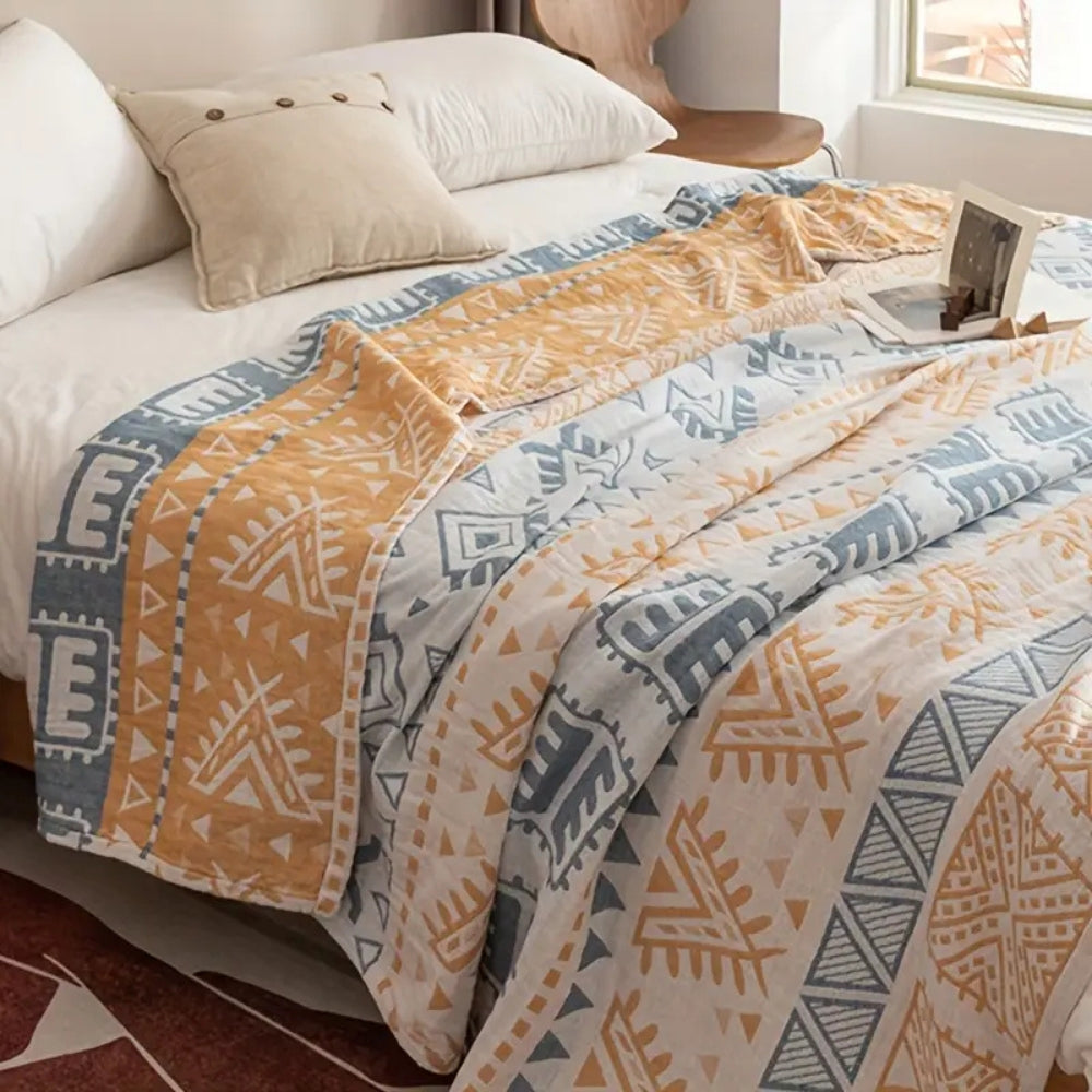 Jacquard-Baumwolldecke mit Aztekenmuster
