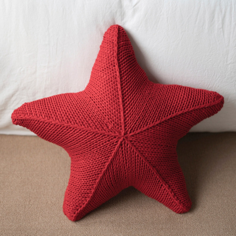 Handgestricktes Kissen mit Seestern 50 x 50 cm