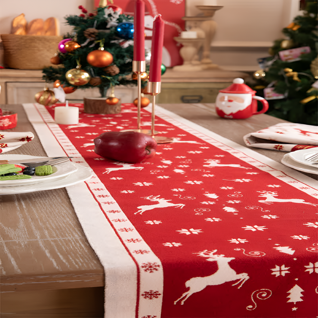 Weihnachtlicher Tischläufer mit Quasten