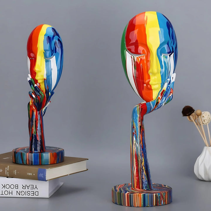 Skulptur Gesicht farbig abstrakt