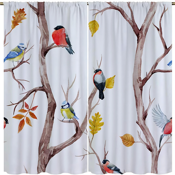 Duschvorhang Vogel- und Zweigmotiv