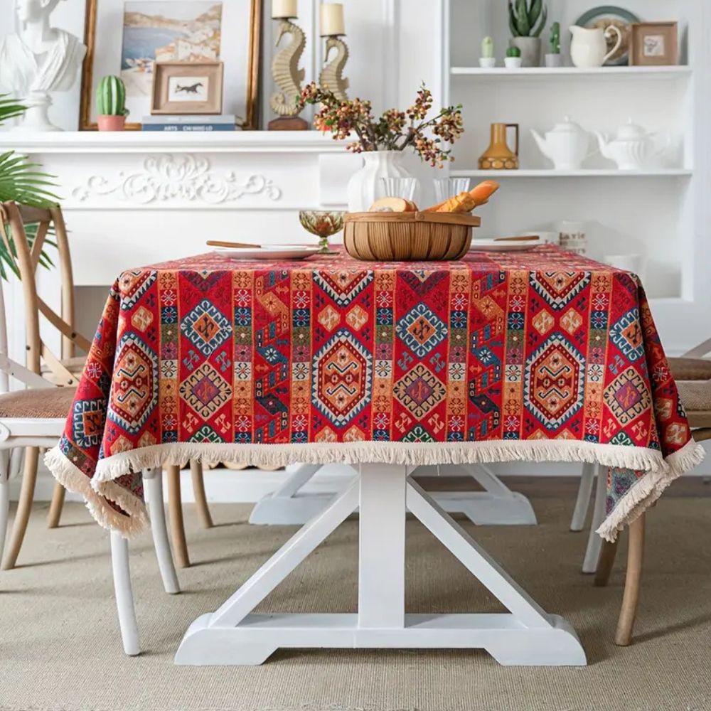 Nappe jacquard tissée bohème