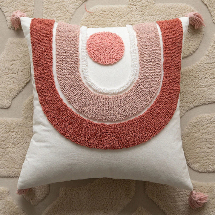 Kissenbezug Chenille Blüten und Kirschen mit Quasten 45x45 cm