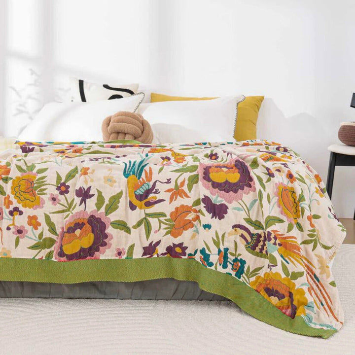 Wendbare Sommerdecke aus Musselin mit Blumen