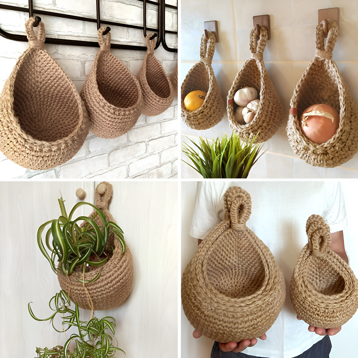 Panier suspendu en jute tressé