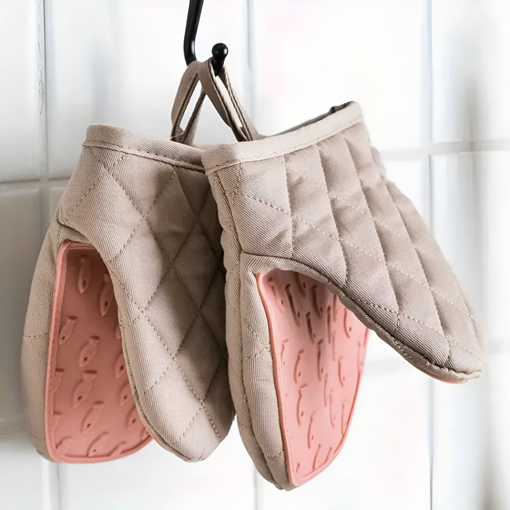 Ofenhandschuhe aus Silikon mit Baumwollfutter
