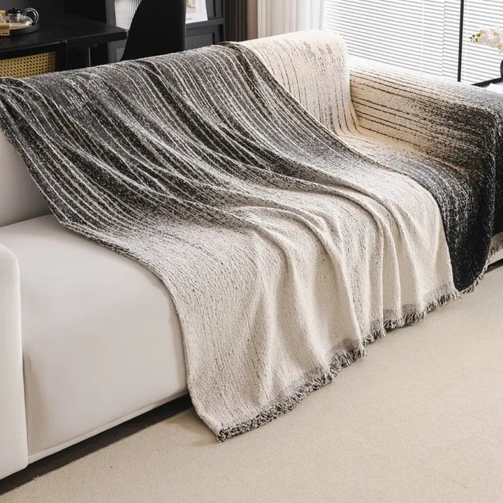 Einfarbiger Chenille-Sofawurf in Naturton