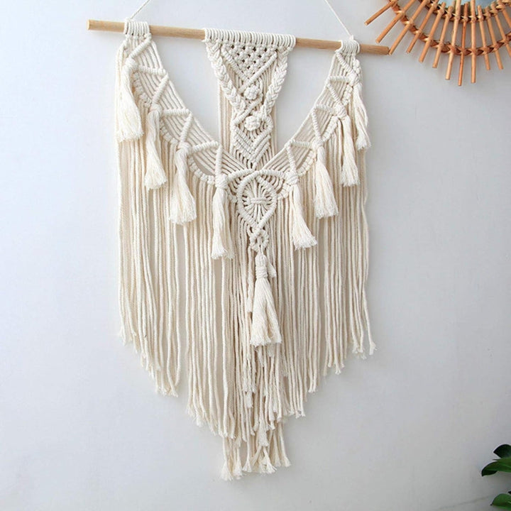 Tenture murale en macramé géométrique blanche