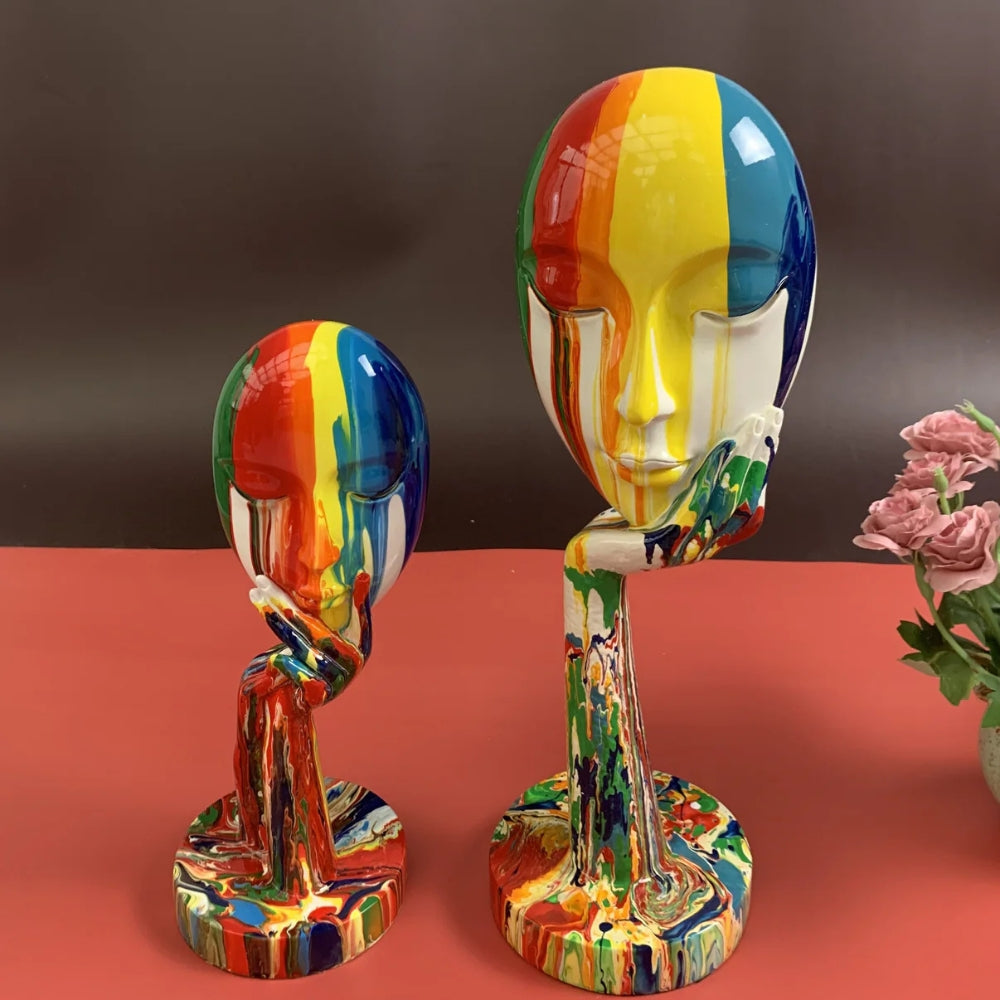 Skulptur Gesicht farbig abstrakt