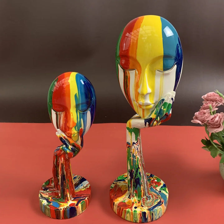 Skulptur Gesicht farbig abstrakt