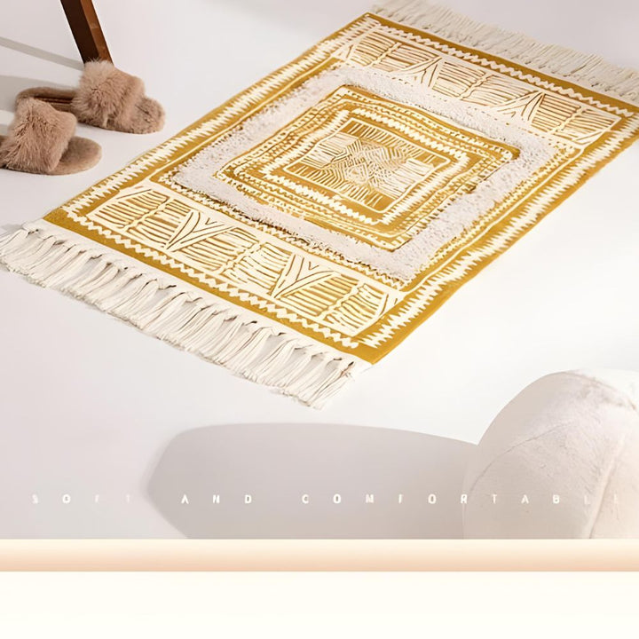 Teppich Boho mit Fransen Gelb