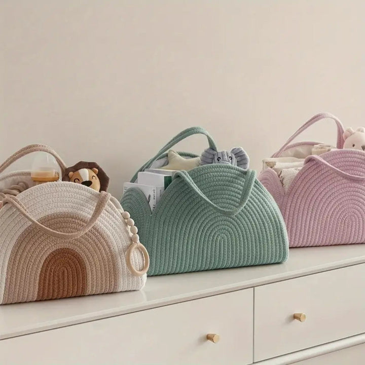 Panier à langer en polyester effet corde
