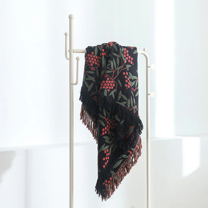 Jacquard-Tagesdecke aus Baumwolle mit Begonien und Quasten