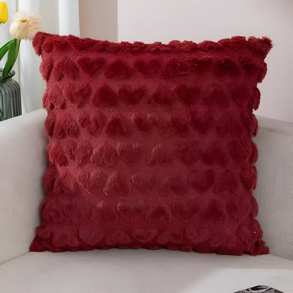 Kissenhülle aus Plüsch mit Herzmotiv 45 x 45 cm