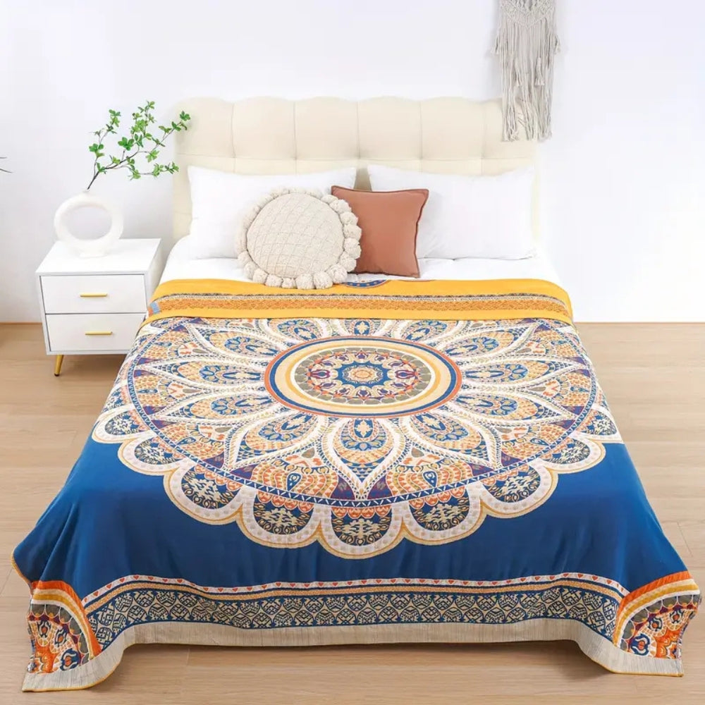 Wendbare Baumwoll-Decke mit Lotusmuster 200 x 230 cm