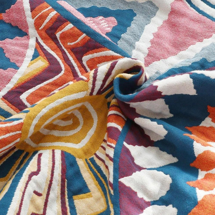 Plaid en coton à motif de soleil nordique