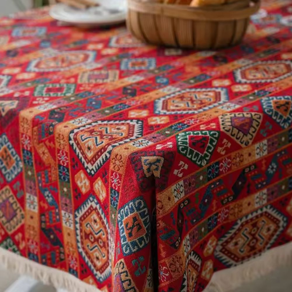 Nappe jacquard tissée bohème